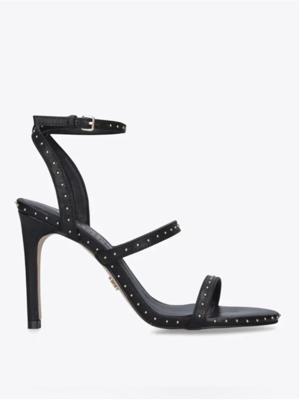 Kurt Geiger Portia Black Leather Gold Studded Strappy Heel Sandal -36.5/6.5 0511 - Picture 15 of 15